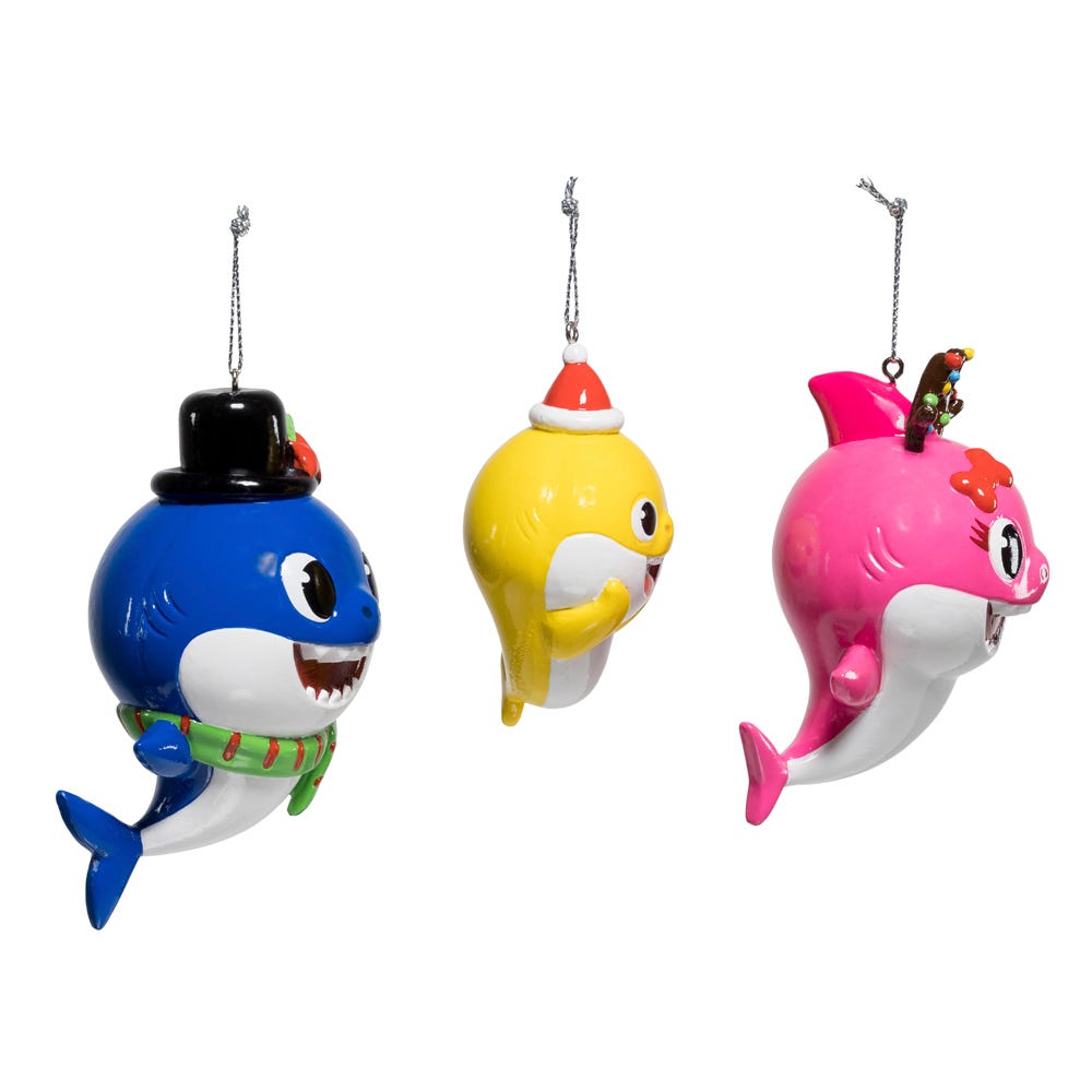 Kurt Adler Baby Shark™ Santa Family Ornament Set, 3-Piece Set